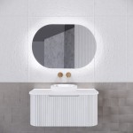 London Matte White Oval LED Shaving Cabinet 870 * 600